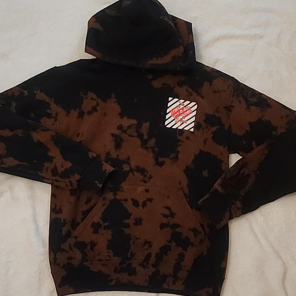 Bowery Supply Com Stylish Black and Brown Tie-Dye Hoodie